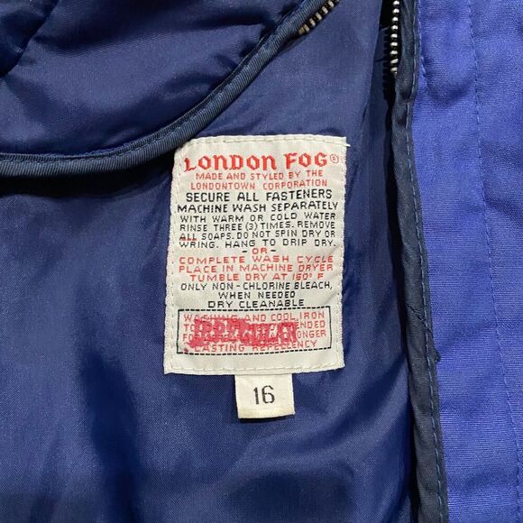 London Fog Vintage 80s Full Zip Ocean Blue Belted Jacket Women's Size 16 Regular - Picture 8 of 10